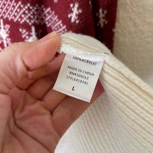 Andre the Unit Women's Red and White Reindeer Sweater Holiday Sweater Christmas - Picture 4 of 6